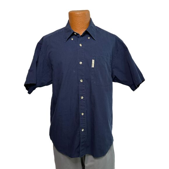 Columbia Men's Navy Blue Short-Sleeve Button Down Shirt, Medium, Pre-owned - Picture 1 of 5
